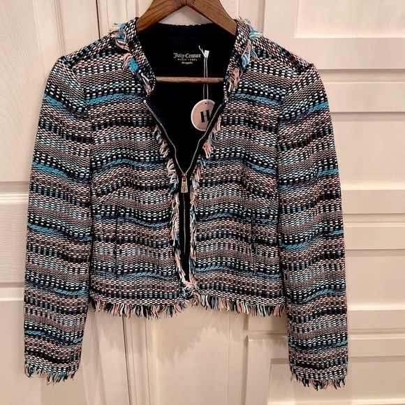 Juicy Couture Black Label fun colorful zip up blazer. Fully lined - Picture 2 of 12